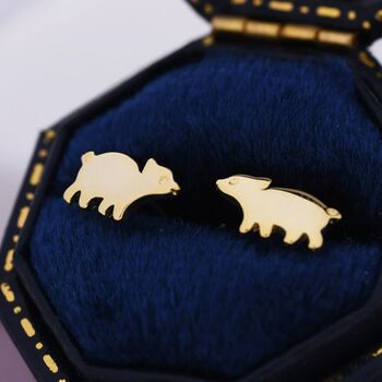 Baby Pig Stud Earrings In Sterling Silver, 6 of 11