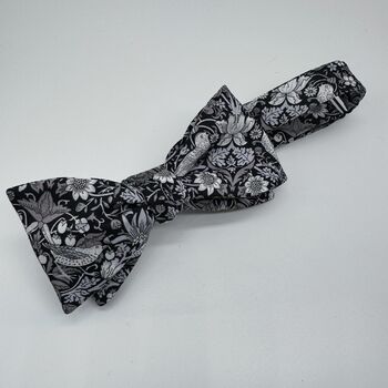 Liberty Self Tie Bow Tie In Black Strawberry Thief, 4 of 4