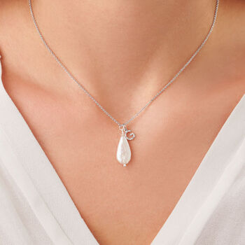 Diamond Letter And Teardrop Freshwater Pearl Necklace, 6 of 7
