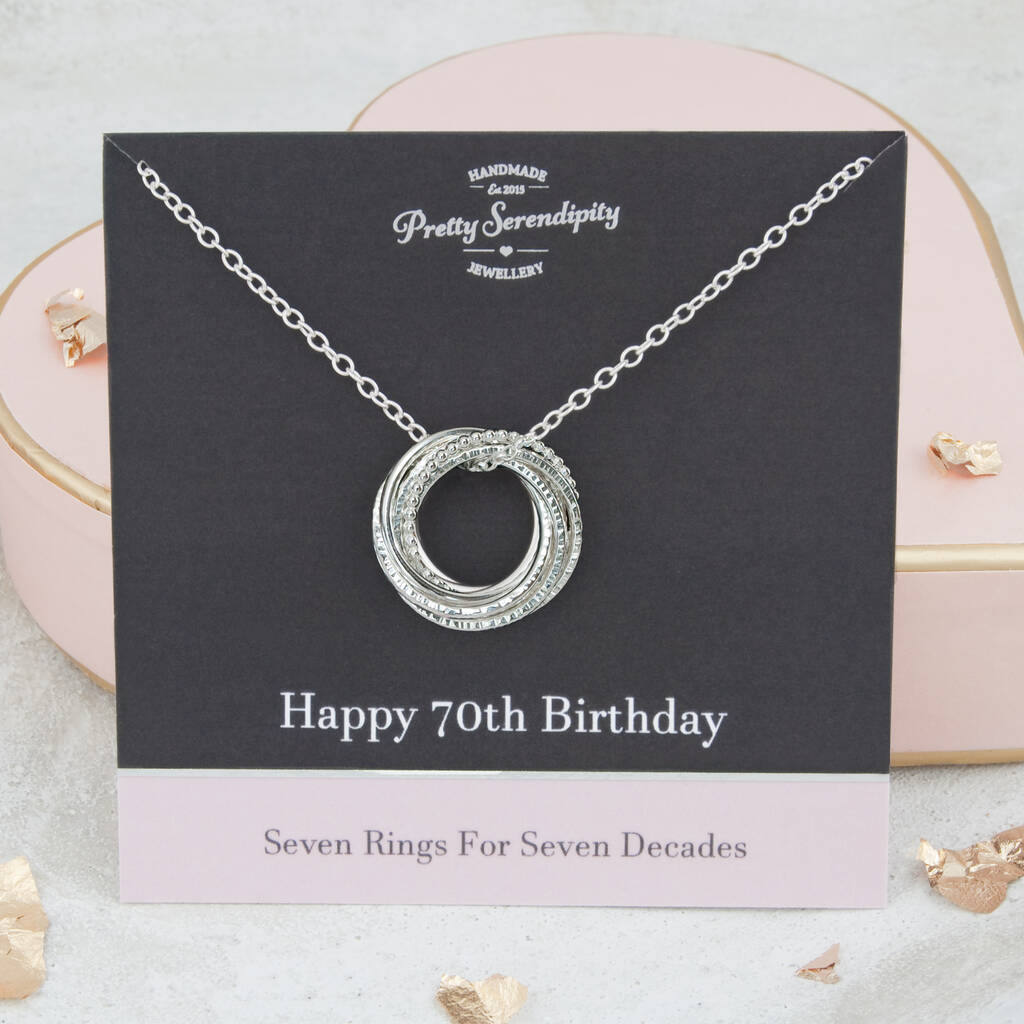 70th Birthday Textured Silver Necklace, 1 of 9
