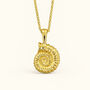 Dainty Gold Ammonite Fossil Necklace, thumbnail 2 of 3