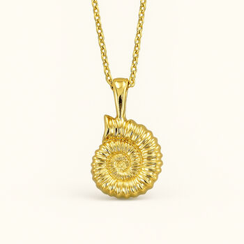 Dainty Gold Ammonite Fossil Necklace, 2 of 3