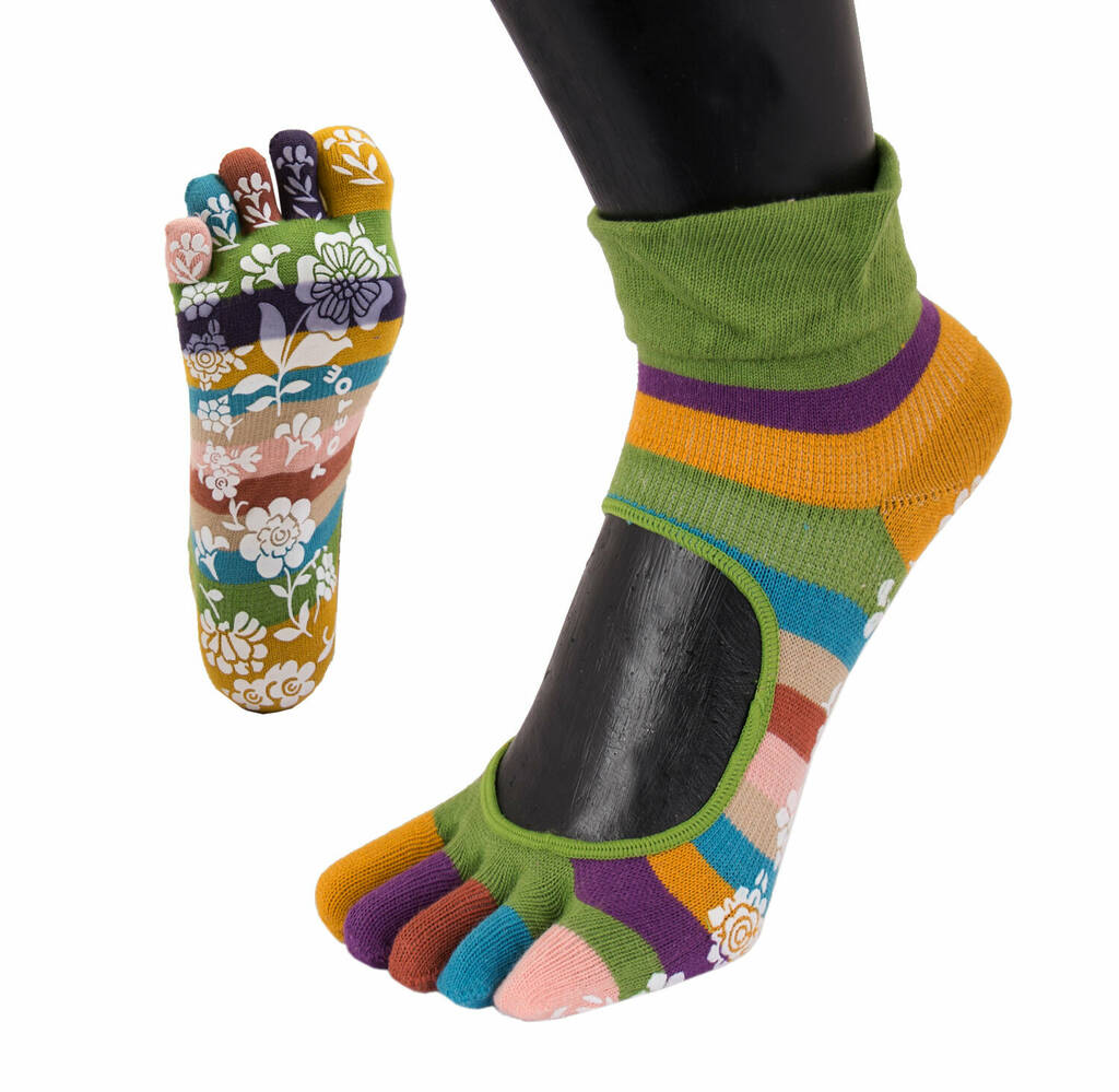 Yoga And Pilates Anti Slip Serene Ankle Toe Socks By TOETOE