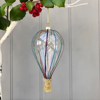 Christmas Hot Air Balloon Glass Bauble, 2 of 2