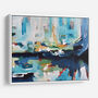 Blue And White Abstract Acrylic Canvas Framed Art, thumbnail 3 of 5