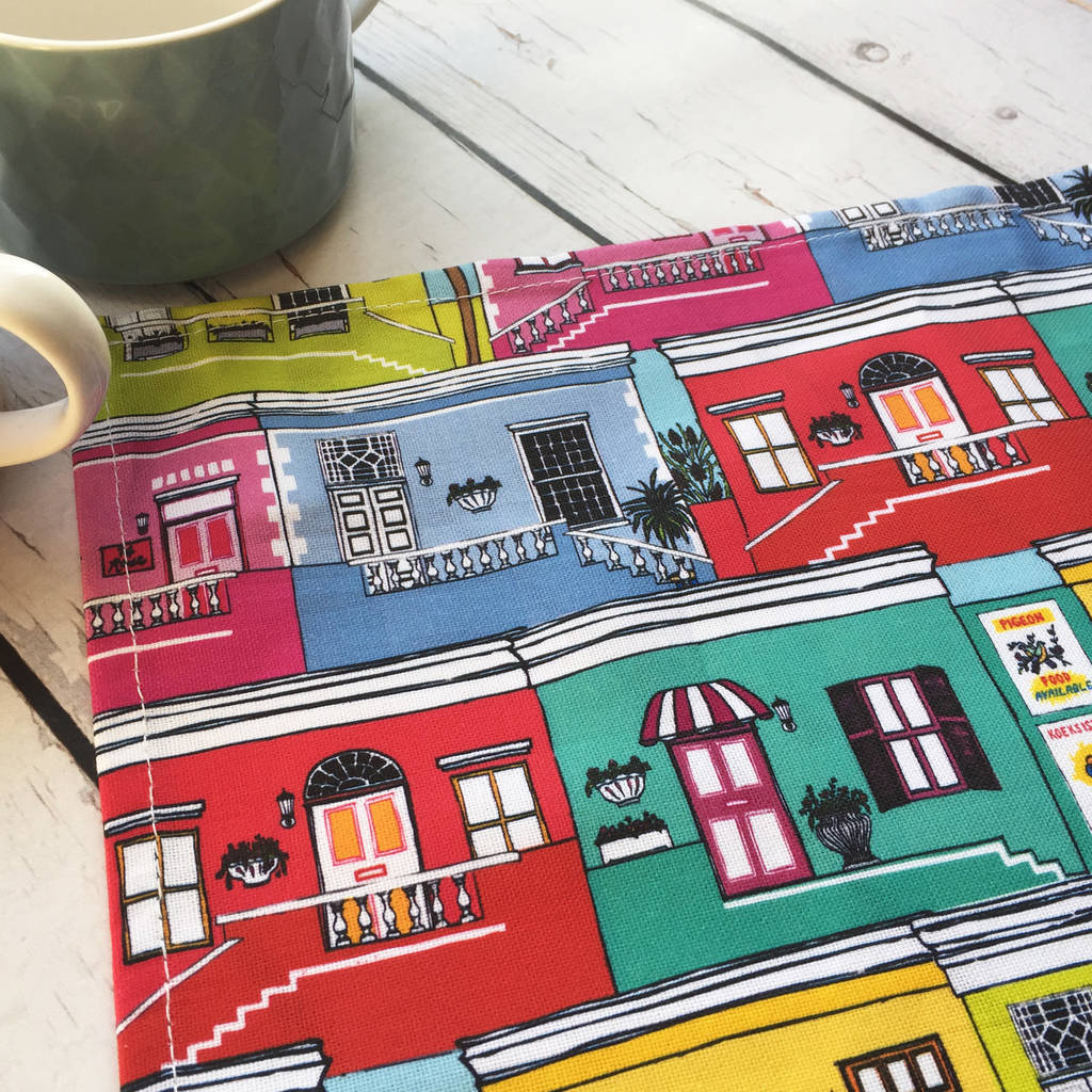 Colourful Cape Town Houses Cotton Tea Towel By Made by Ilze
