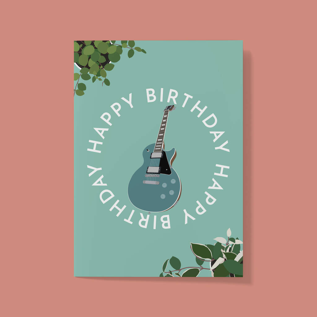 Guitar Circle Birthday Card Guitarist Card By Thirty Forest 