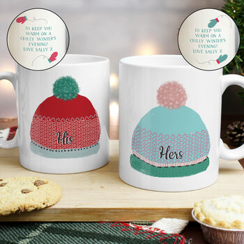 Personalised Woolly Hats Set Of Two Mugs, 7 of 7