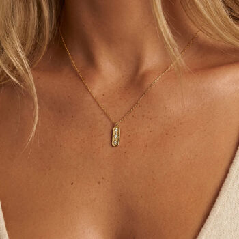 Gold Or Silver Vertical Bar Necklace With Three Stars, 3 of 5
