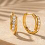 Pavé Swirl 18k Gold Plated Waterproof Hoop Earrings, thumbnail 1 of 3