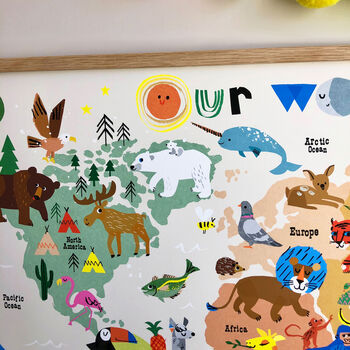 World Map Giclee Print Of Creatures Great And Small, 7 of 12