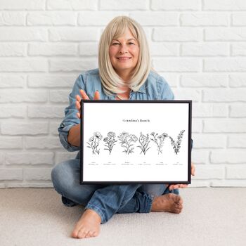 Personalised Birth Flower Line Art Print, 9 of 10