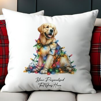 Personalised Golden Retriever In Christmas Lights, 2 of 10