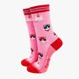 Party Cats Bamboo Socks Gift Box Women's Pink Navy, thumbnail 3 of 4