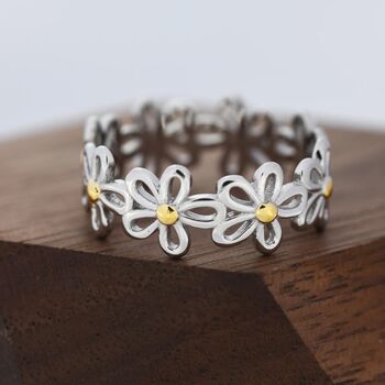 Forget Me Not Flower Infinity Ring Sterling Silver, 3 of 8
