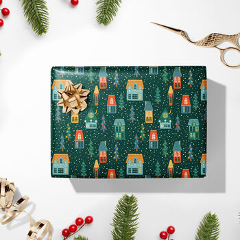 Festive Houses Christmas Wrapping Paper, 3 of 6