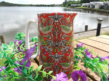 Large China Jug In William Morris Red Strawberry Thief Design, 7 of 8