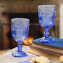 Set Of Four Vintage Embossed Coloured Wine Glasses, thumbnail 5 of 12