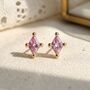 Tiny Pink Tourmaline Stud October Birthstone Earrings, thumbnail 1 of 4