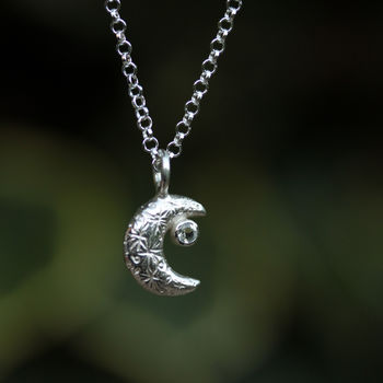 Crescent Moon Silver Moonstone Necklace, 9 of 10