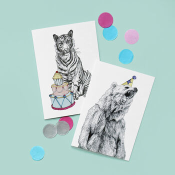'Party Animal' Tiger Greeting Card, 3 of 3