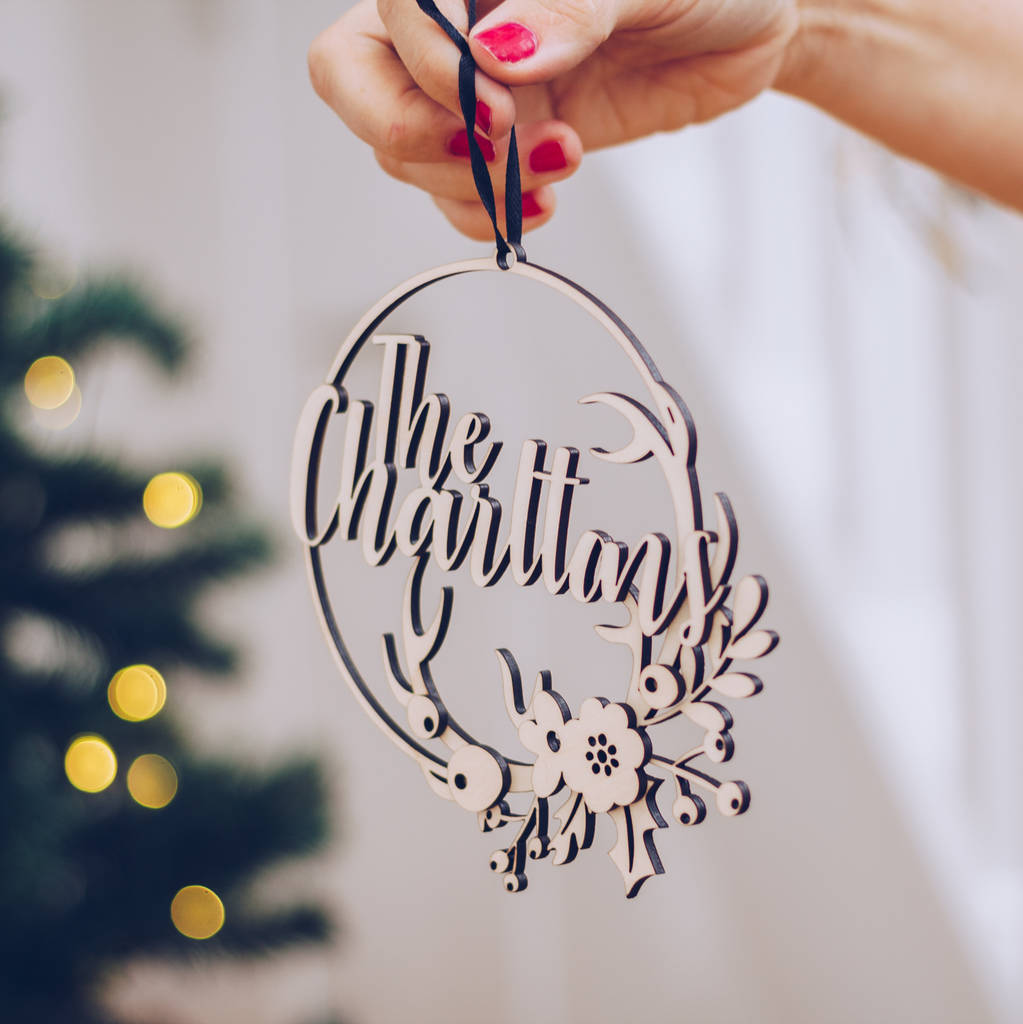 Wooden Personalised Christmas Hanging Decoration