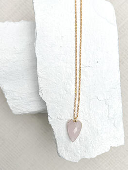 Rose Quartz Heart Necklace Real 18k Gold Plated, 2 of 3