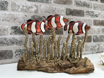 Hand Carved Wooden Clownfish Shoal Ornament, 3 of 10