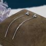 Sterling Silver Cz Trio Flower Threader Earrings, thumbnail 7 of 11