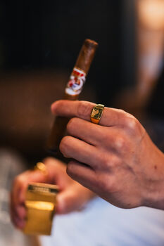 Gold Moss Agate Gemstone Square Signet Ring For Men, 9 of 11