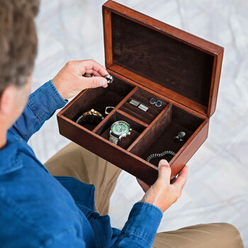 Personalised Leather Jewellery Box For Him, 5 of 11