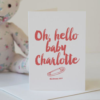 Oh Hello Baby, Personalised New Baby Boy Or Girl Card, 4 of 9