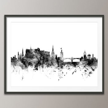 Edinburgh Skyline Cityscape Monochrome Art Print, 3 of 6