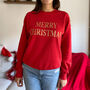 Merry Christmas Jumper With Gold Letters, thumbnail 2 of 5