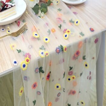 Embroidered Lace Floral Table Runner, 2 of 4