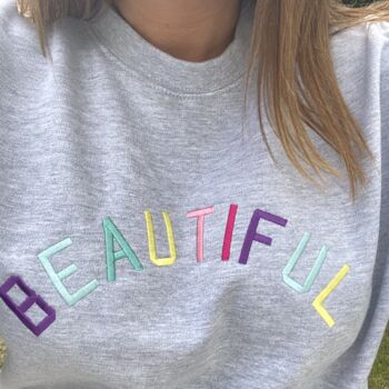 'Beautiful' Embroidered Sweatshirt, 3 of 3