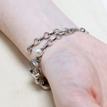 Citrine And Pearl Gemstone Bracelet In Sterling Silver, 3 of 3