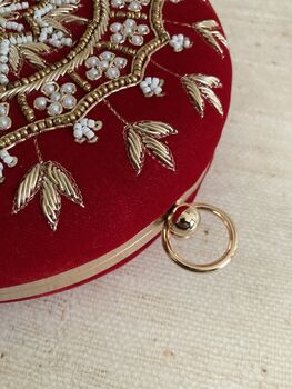 Red Circular Velvet Bangle Clutch Bag, 8 of 8