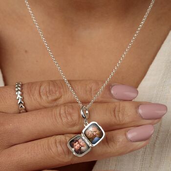 Sterling Silver White Heart Locket Necklace, 4 of 7