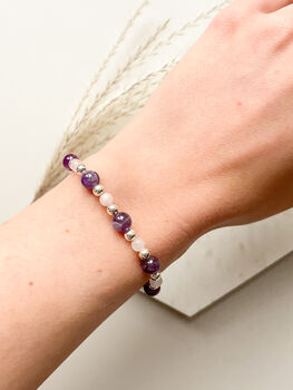 Amethyst And Rose Quartz Crystal Beaded Bracelet, 2 of 6