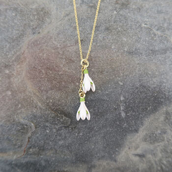 Snowdrop Flower Earrings And Necklace Set, Gold Tone, 5 of 7