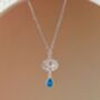 Lotus Blue Cubic Zirconia Sterling Silver Necklace, thumbnail 5 of 10
