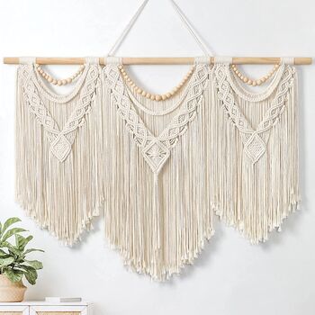 Set Of Three Macrame Wall Hanging Large Woven Tapestry, 7 of 8