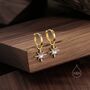Moonstone Starburst Huggie Hoop Earrings, thumbnail 4 of 10