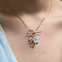 Fable Enamel Blue Butterfly And Leaf Charm Necklace, thumbnail 2 of 6