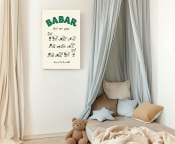 Babar The Elephant Yoga Nursery Art Print, 2 of 3