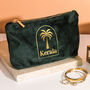 Personalised Palm Tree Velvet Make Up Storage Travel Bag Gift For Her, thumbnail 2 of 4