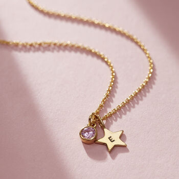 Birthstone And Initial Star Charm Necklace, 2 of 9