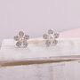 Sterling Silver Pearl Blossom Stud Earrings, thumbnail 2 of 3