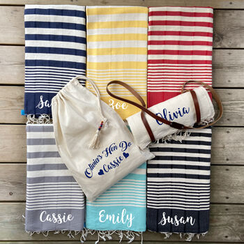 Personalised Handwoven Cotton Beach And Bath Towel, 2 of 11